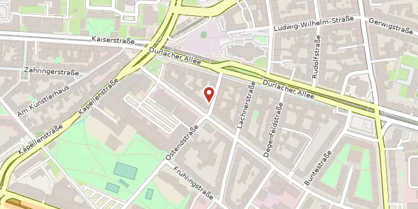 Karte der Umgebung von Ostendstraße 10, 76131 Karlsruhe