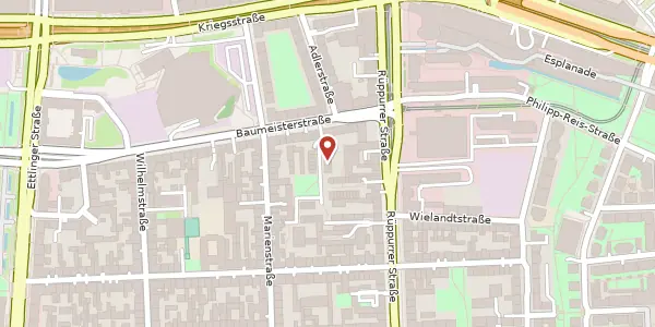 Karte der Umgebung von Baumeisterstr. 46 i, 76137 Karlsruhe