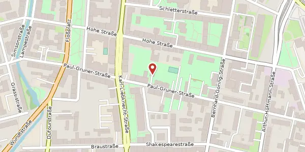 Karte der Umgebung von Paul-Gruner-Straße 42, 04107 Leipzig