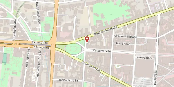Karte der Umgebung von Leopoldstr. 1, 76133 Karlsruhe
