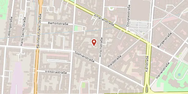 Karte der Umgebung von Hirschstr. 40 a, 76133 Karlsruhe