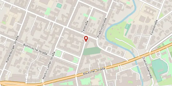 Karte der Umgebung von Pulsnitzer Straße 16, 01099 Dresden