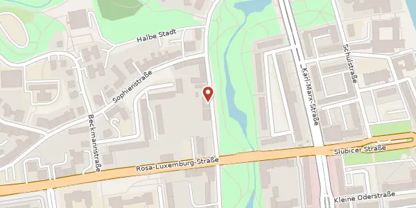 Karte der Umgebung von Halbe Stadt 21, 15230 Frankfurt