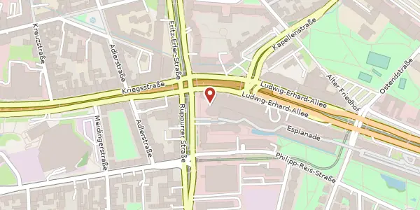 Karte der Umgebung von Rüppurrer Straße 1, 76137 Karlsruhe