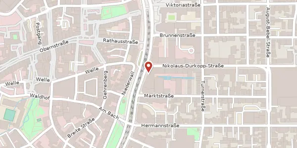 Karte der Umgebung von Niederwall 37, 33602 Bielefeld