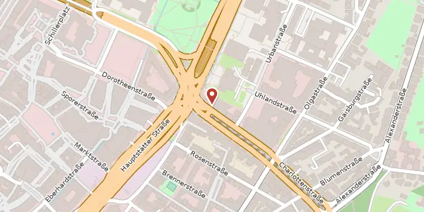 Karte der Umgebung von Charlottenstraße 1-3, 70182 Stuttgart