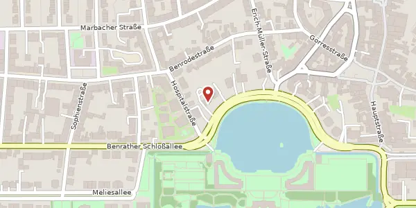 Karte der Umgebung von Benrather Schloßallee 97, 40597 Düsseldorf