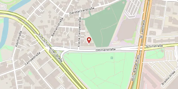 Karte der Umgebung von Ottmerstraße 10, 38102 Braunschweig