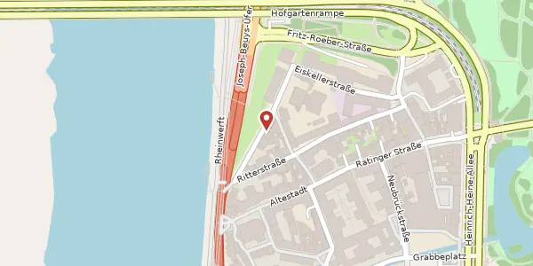 Karte der Umgebung von Reuterkaserne 28, 40213 Düsseldorf