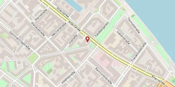 Karte der Umgebung von Feldbergstraße 23, 55118 Mainz