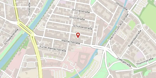 Karte der Umgebung von Wertachstr. 21, 86153 Augsburg