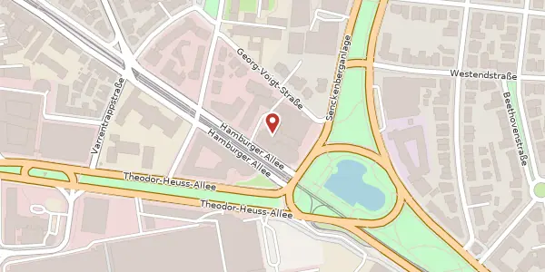 Karte der Umgebung von Hamburger Allee 2-4, 60486 Frankfurt am Main