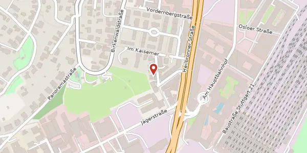 Karte der Umgebung von Kriegerstraße 13, 70191 Stuttgart