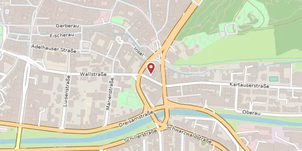 Karte der Umgebung von Wallstraße 15, 79098 Freiburg im Breisgau