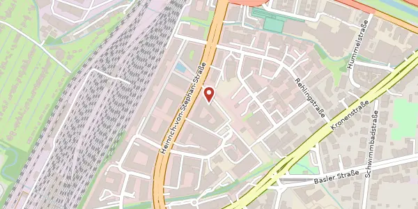 Karte der Umgebung von Heinrich-von-Stephan-Straße 8 a, 79100 Freiburg im Breisgau