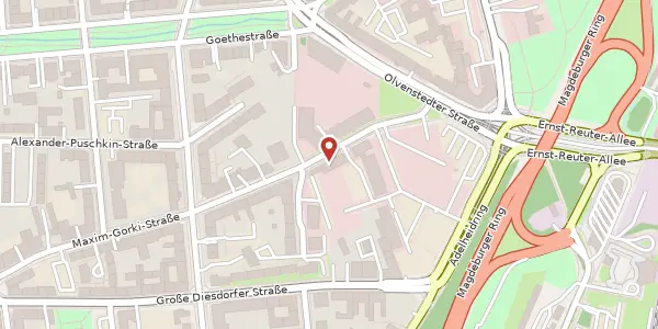Karte der Umgebung von Maxim-Gorki-Straße 13, 39108 Magdeburg
