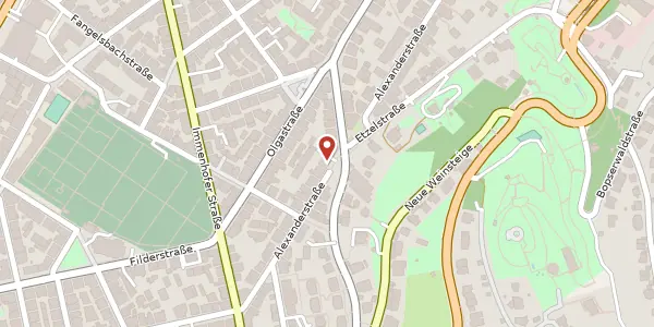 Karte der Umgebung von Alexanderstraße 158, 70180 Stuttgart