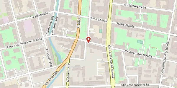 Karte der Umgebung von Floßplatz 11, 04107 Leipzig