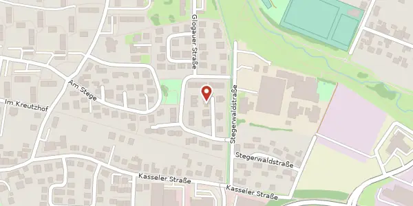 Karte der Umgebung von Glogauer Straße 6 a, 34123 Kassel