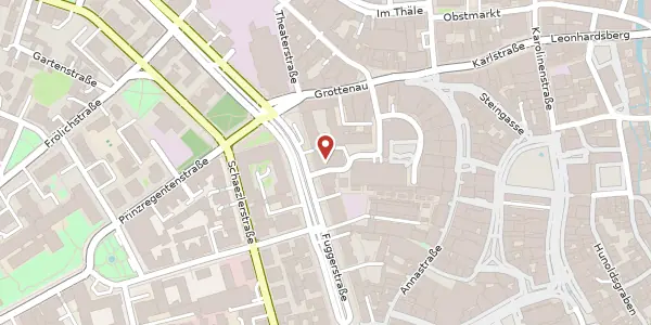 Karte der Umgebung von Fuggerstr. 16, 86150 Augsburg