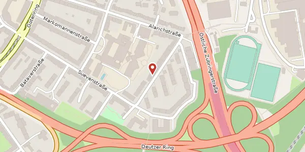 Karte der Umgebung von Alemannenstr. 18, 50679 Köln