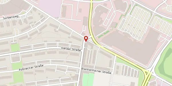 Karte der Umgebung von Jenaer Straße 1, 99099 Erfurt