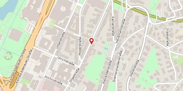 Karte der Umgebung von Werastraße 10, 70182 Stuttgart