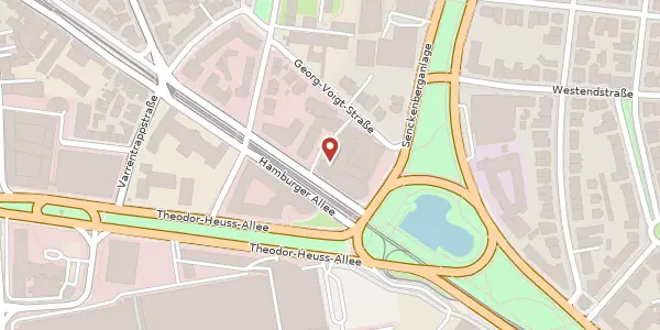 Karte der Umgebung von Hamburger Allee 4, 60486 Frankfurt