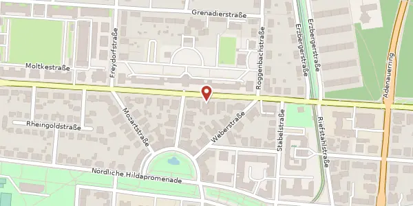 Karte der Umgebung von Moltkestraße 41, 76133 Karlsruhe