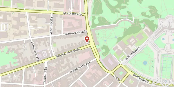 Karte der Umgebung von Stephanienstraße 2b, 76133 Karlsruhe