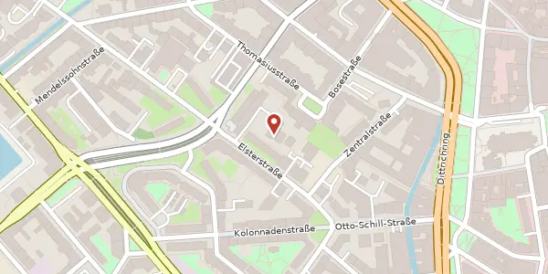 Karte der Umgebung von Elsterstraße 8a, 04109 Leipzig