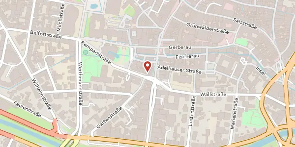 Karte der Umgebung von Rempartstraße 1, 79098 Freiburg im Breisgau
