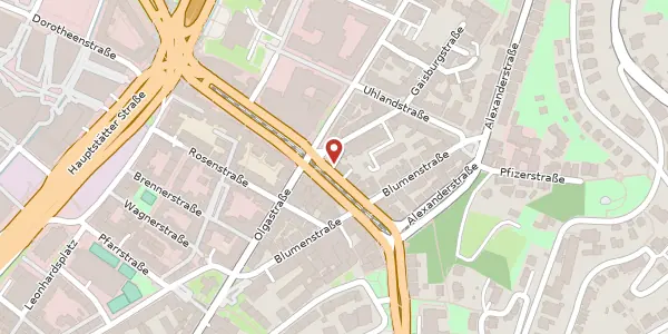 Karte der Umgebung von Charlottenstraße 21 b, 70182 Stuttgart
