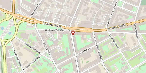 Karte der Umgebung von Hoyerswerdaer Straße 38, 01099 Dresden