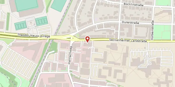 Karte der Umgebung von Seckenheimer Landstr. 4, 68163 Mannheim