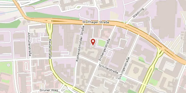 Karte der Umgebung von Erzbergerstraße 47, 34117 Kassel