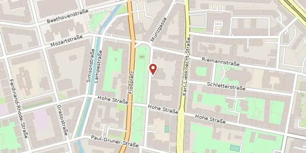 Karte der Umgebung von Floßplatz 4, 04107 Leipzig
