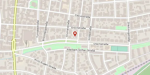 Karte der Umgebung von Urachstraße 23, 79102 Freiburg im Breisgau