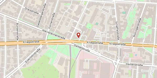 Karte der Umgebung von Kriegsstraße 246, 76135 Karlsruhe