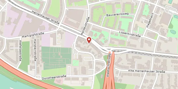 Karte der Umgebung von Herrenhäuser Straße 61, 30419 Hannover