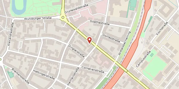 Karte der Umgebung von Würzburger Str. 54, 63739 Aschaffenburg