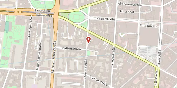Karte der Umgebung von Leopoldstraße 5b, 76133 Karlsruhe
