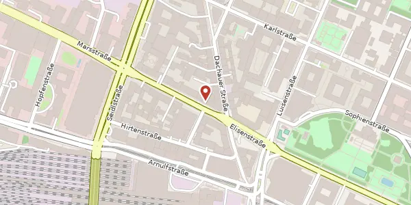 Karte der Umgebung von Dachauer Str. 9 / IV, 80335 München