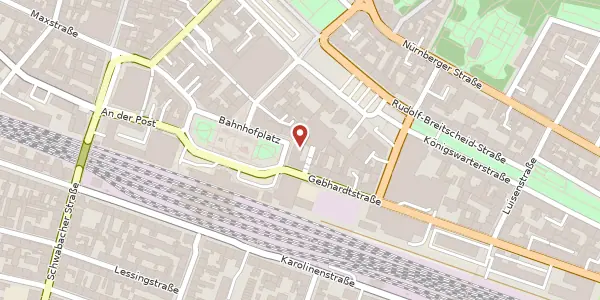 Karte der Umgebung von Bahnhofsplatz 7, 90762 Fürth