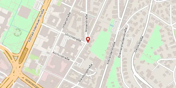 Karte der Umgebung von Olgastraße 1b, 70192 Stuttgart