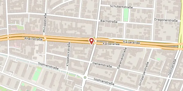 Karte der Umgebung von Kaiserallee 115, 76185 Karlsruhe