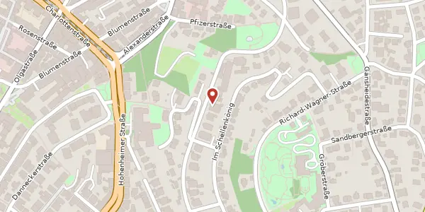 Karte der Umgebung von Stafflenbergstraße 44, 70184 Stuttgart
