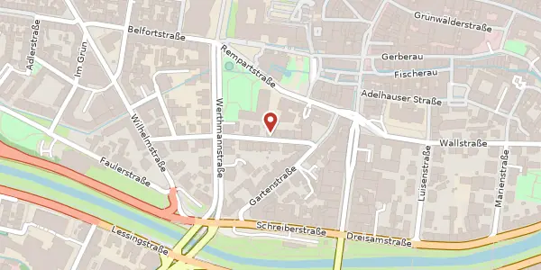 Karte der Umgebung von Erbprinzenstraße 11, 79098 Freiburg im Breisgau
