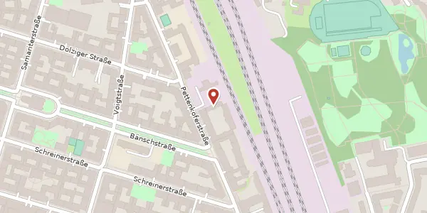 Karte der Umgebung von Pettenkoferstraße 14 b, 10247 Berlin
