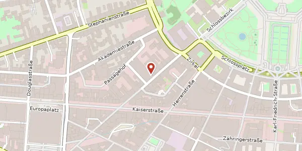 Karte der Umgebung von Waldstraße 14, 76133 Karlsruhe